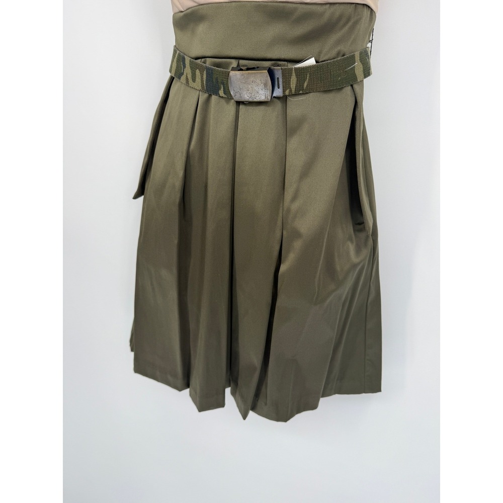 JUMP Strapless Mini Dress M Festival Indie Sleaze Utility Pleated Camo Belt - Picture 4 of 14